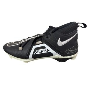 Nike Alpha Menace Shark 3 Football Cleats Black White Alpha Molded Mid‎ Top 15